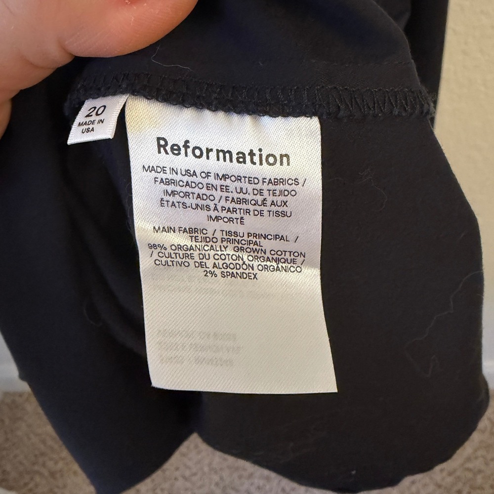 Reformation Kenzi Mini Dress 20 Puff Sleeve Organic Cotton Smocked LBD Black - Picture 6 of 11